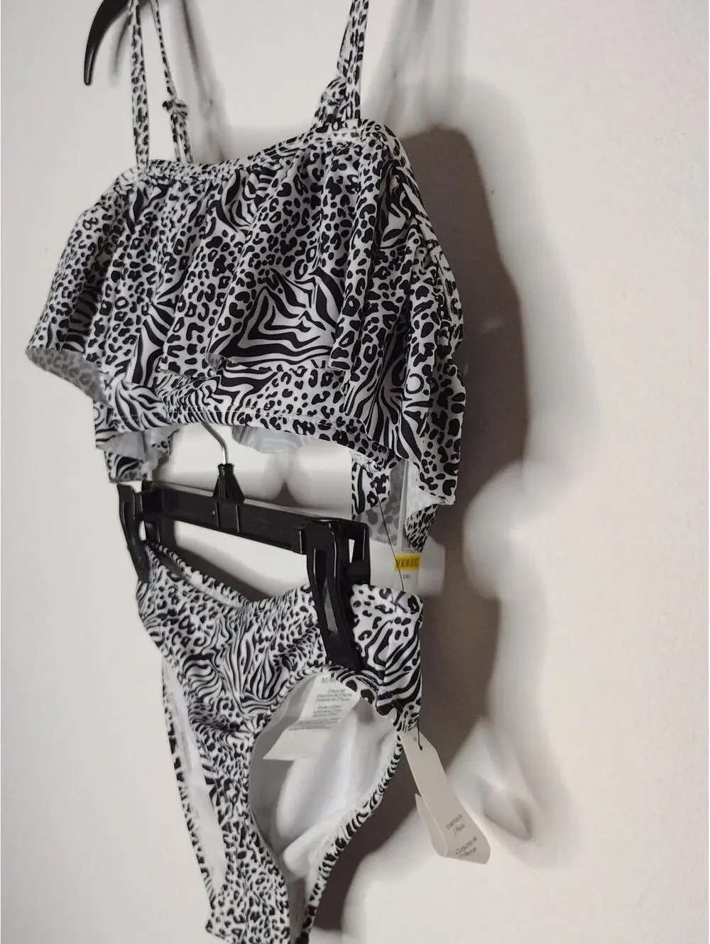 NWT Calvin Klein Girl's 2 Piece/Black,White Swimwear Size M(8-10)